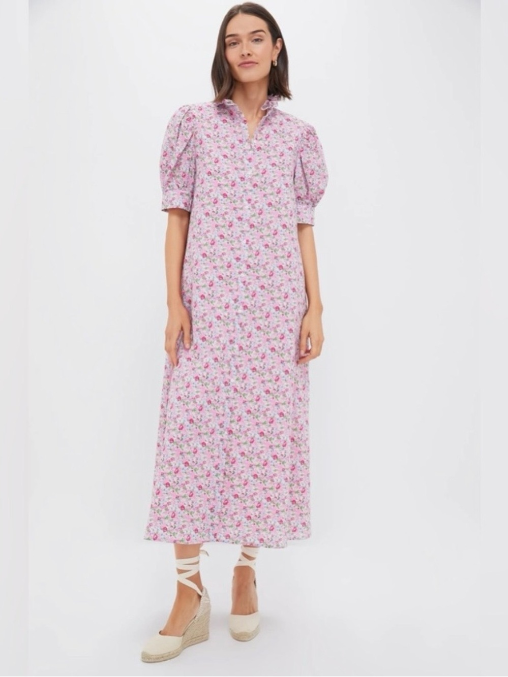 Hyacinth House Pink Multi Ruffle Collar Louisa Maxi Dress - Picture 1 of 4